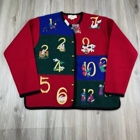 VTG Tally-ho 100% Boiled Wool Cardigan Pollak Import Nordic Size L Large NEW - Picture 2 of 14